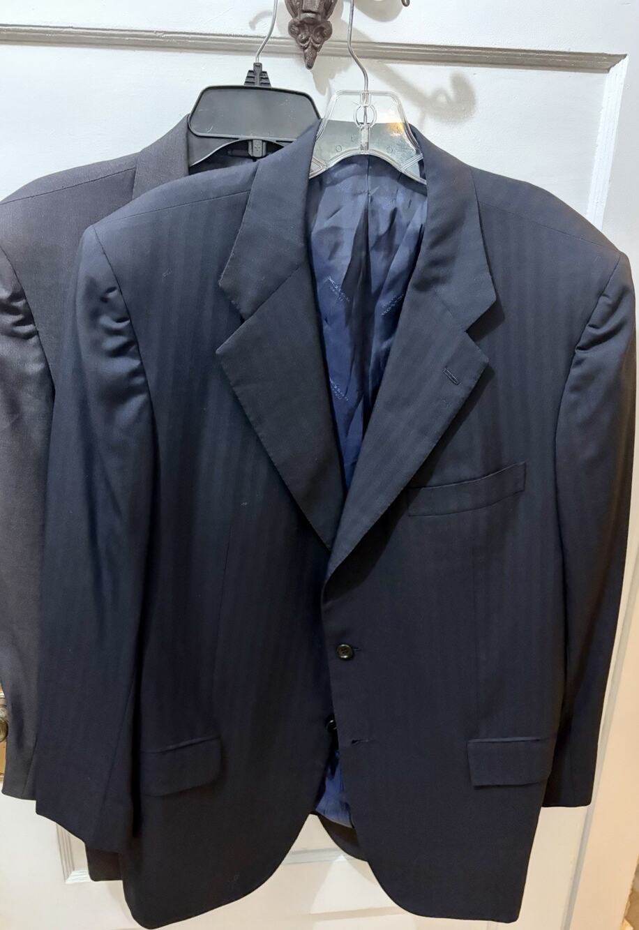 (2) Kiton Napoli Diamante Blu Super 150’s Suit Jackets Mens 44R (56) Blue & Grey